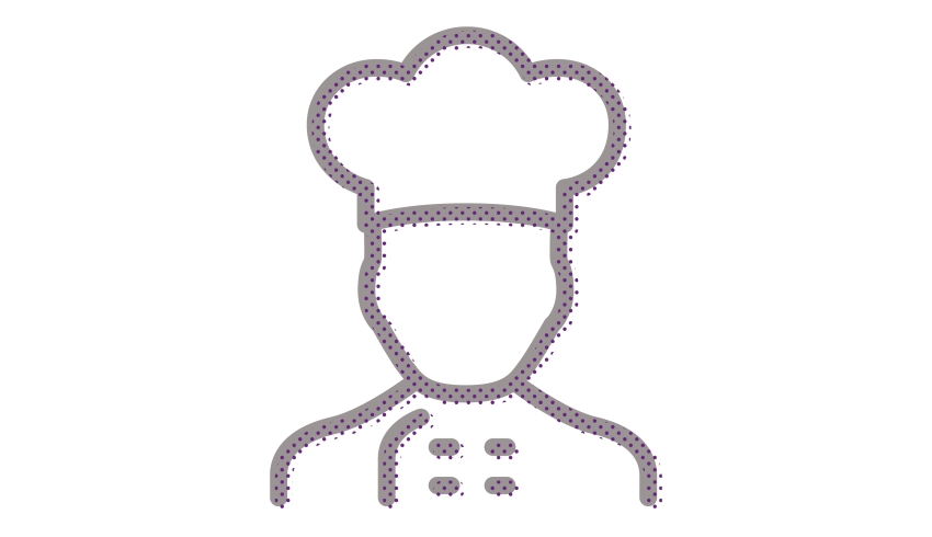 Abstract, icon-style illustration of a chef, representing idea of school food