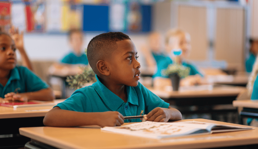 Young black boy in school uniform, representing diversity in schools