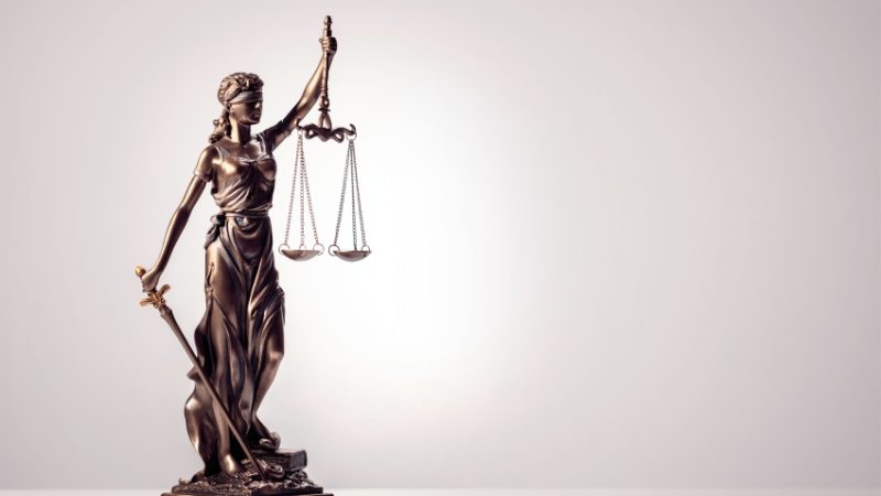 Isolated photo of a 'Lady Justice' statuette