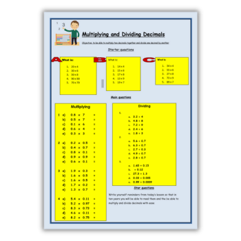 Decimal divide worksheet