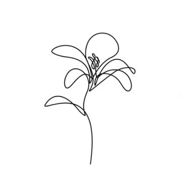 A single line depicting a flower, representing children's grief