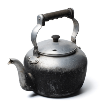 An old tin kettle, representing historical objects
