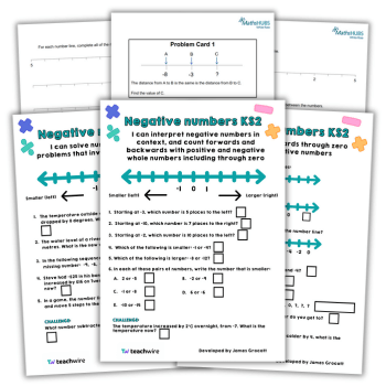 Negative numbers worksheets for KS2