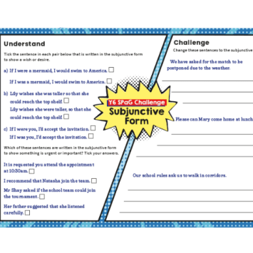 Subjunctive form KS2 worksheets