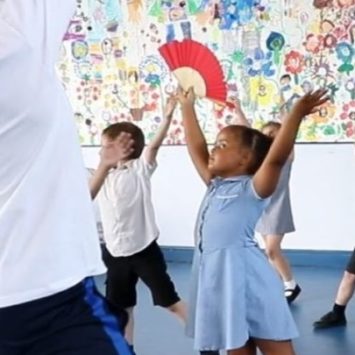 School children dancing in a Dance Days workshop