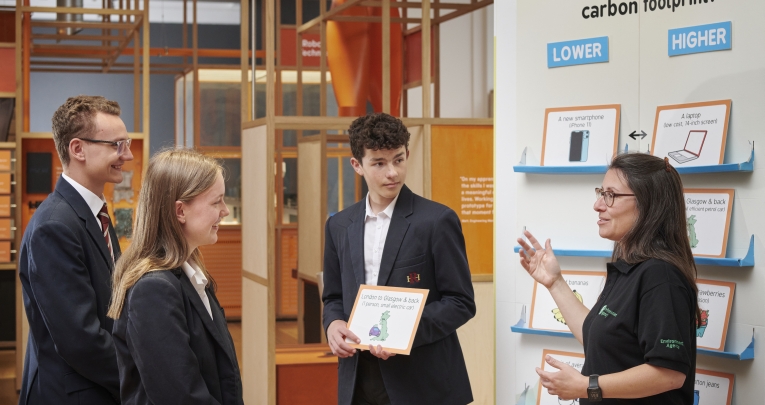 A group of secondary school students at the Science Museum