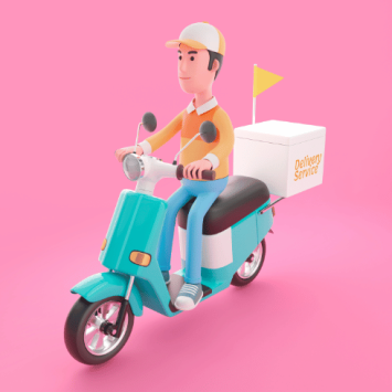 Delivery man on scooter, representing speed distance time maths problem