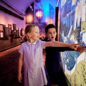 Two primary school children in a museum