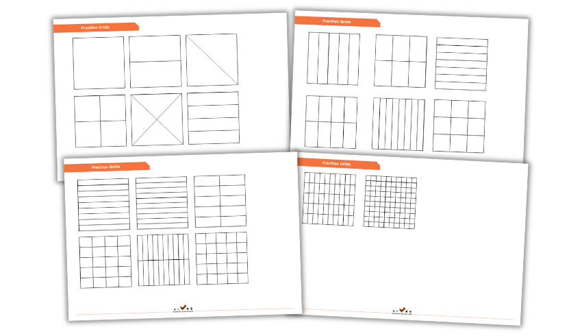 Fraction grid printable squares