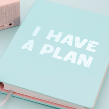 Teacher planner that says "I have a plan" on front cover