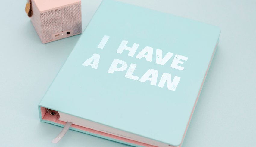 Teacher planner that says "I have a plan" on front cover