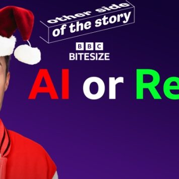 TikToker Joe Tasker wearing a Santa hat next to the words 'AI or Real'?