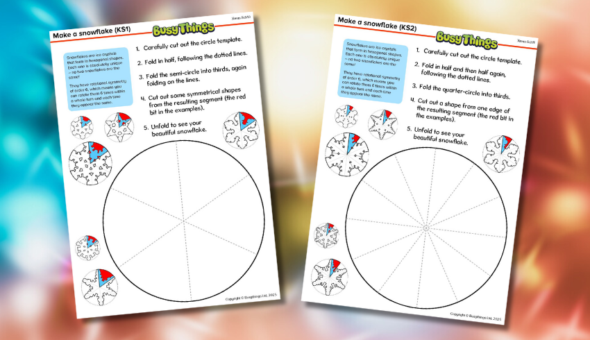 Snowflake-making activity sheets
