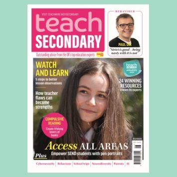 The front cover of Teach Secondary magazine issue 13.8