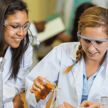 Teenagers doing science practical