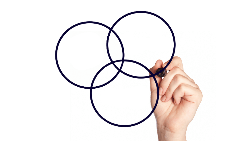 Hand drawing Venn diagram, representing probability