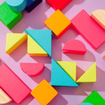 Wooden shapes representing spatial reasoning