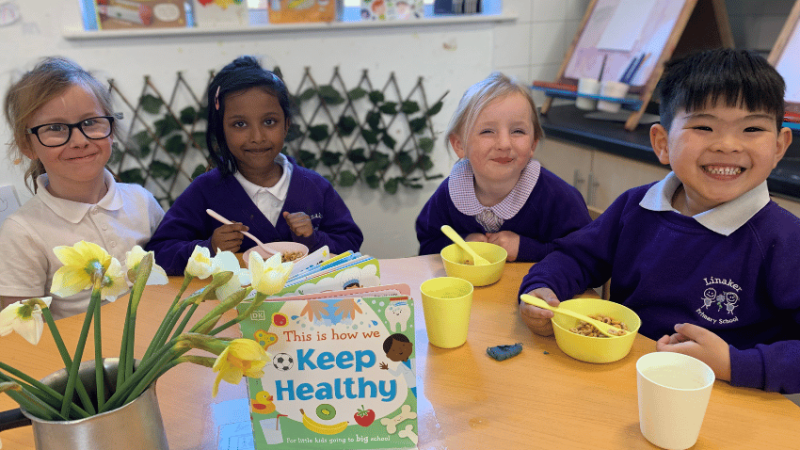 Primary children taking part in conversation cafe