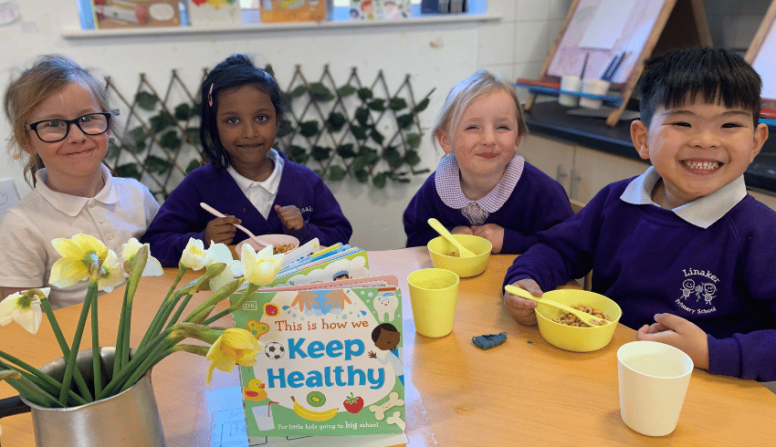 Primary children taking part in conversation cafe