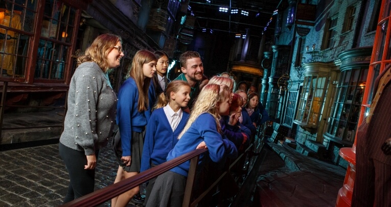 A group of students at Warner Bros. Studio Tour London – The Making of Harry Potter