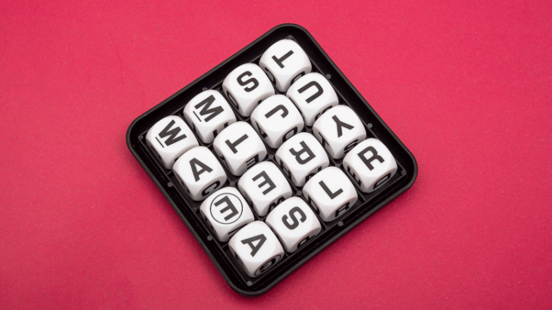 Boggle game representing subject-specific vocabulary