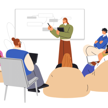 Teachers watching training session, representing teaching practice