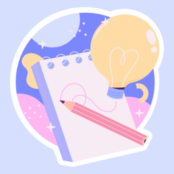 Notepad and lightbulb, representing Writing Framework