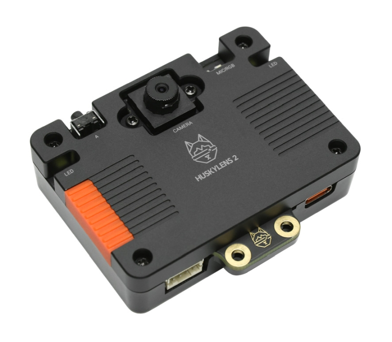 A product shot of the HUSKYLENS 2 AI camera