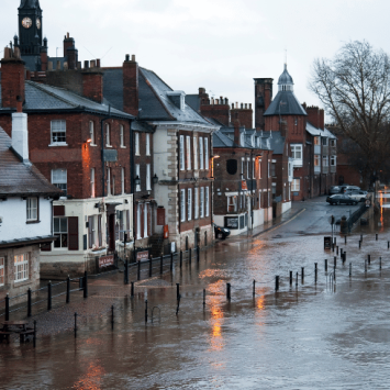 Flooding in York, representing natural hazards in geography