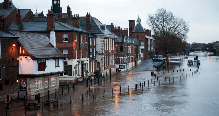Flooding in York, representing natural hazards in geography