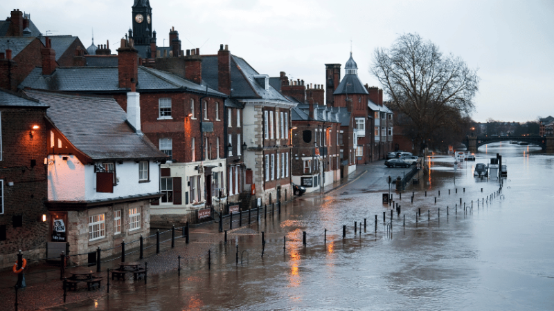 Flooding in York, representing natural hazards in geography