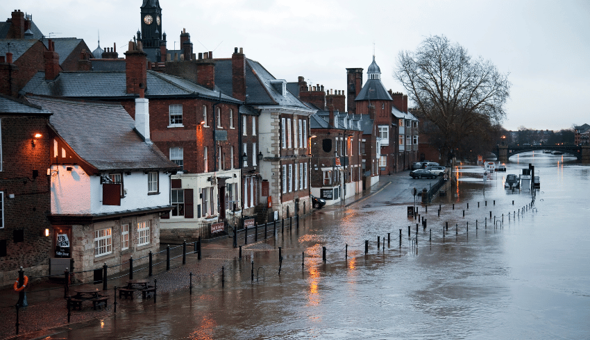 Flooding in York, representing natural hazards in geography