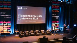 The stage at the 2024 Teach Inspire Create Conference 2024