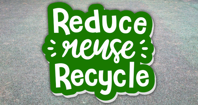 Words saying reduce, reuse, recycle, representing PlayPod