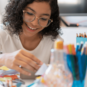 Teenager taking part in art therapy activities