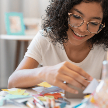 Teenager taking part in art therapy activities