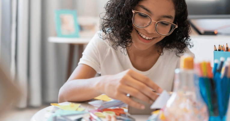 Teenager taking part in art therapy activities