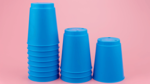 Stacked plastic cups, representing linear sequences real-life problem