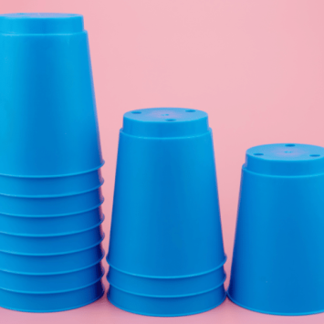 Stacked plastic cups, representing linear sequences real-life problem