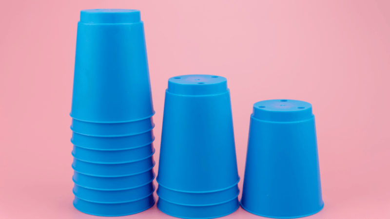 Stacked plastic cups, representing linear sequences real-life problem