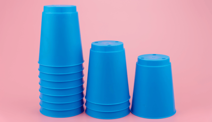 Stacked plastic cups, representing linear sequences real-life problem