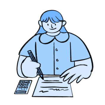 Cartoon of girl sitting maths sats test