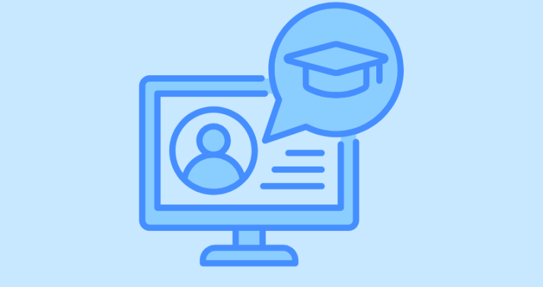 Laptop illustration, representing virtual learning environment