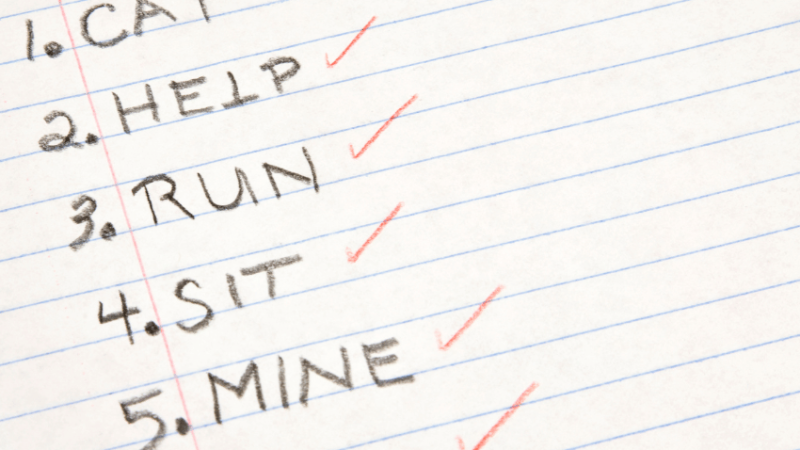 Marked spelling test