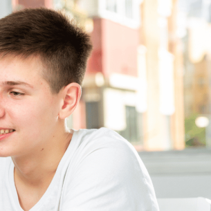 Student doing collaborative talk