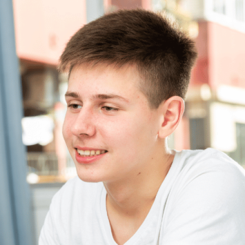 Student doing collaborative talk