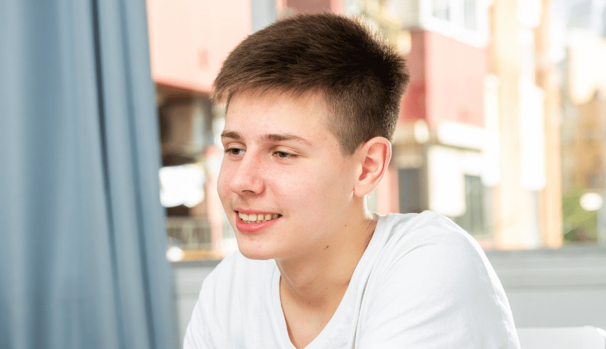 Student doing collaborative talk