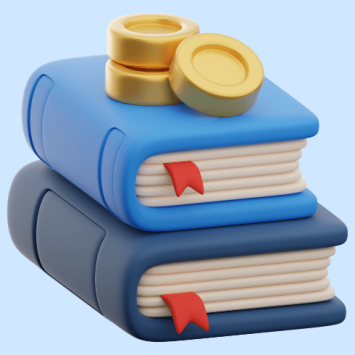 Coins on top of book, representing financial education in schools