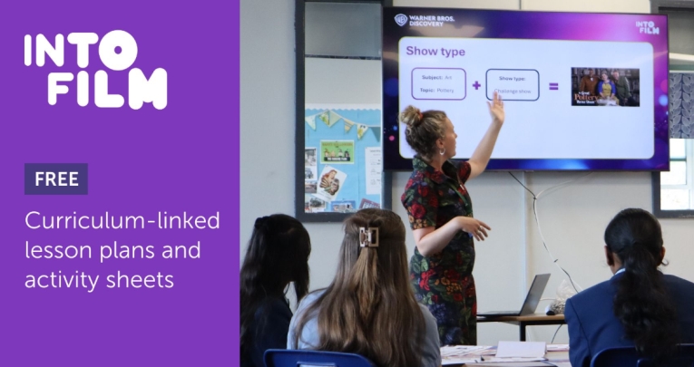 Pupils in a classroom using Into Film resources