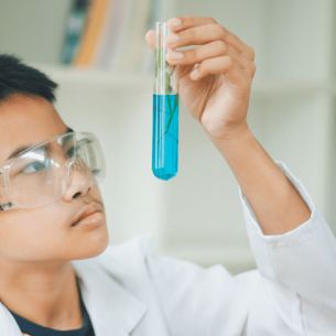 Male student doing triple science GCSE